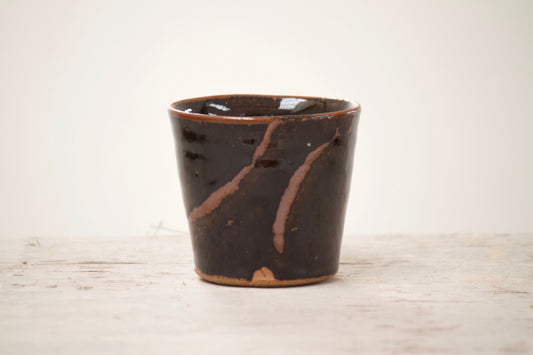 Black Tenmoku Mug with Finger Brush