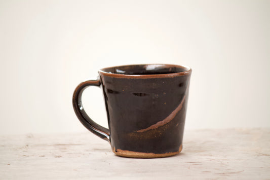 Black Tenmoku Mug with Finger Brush